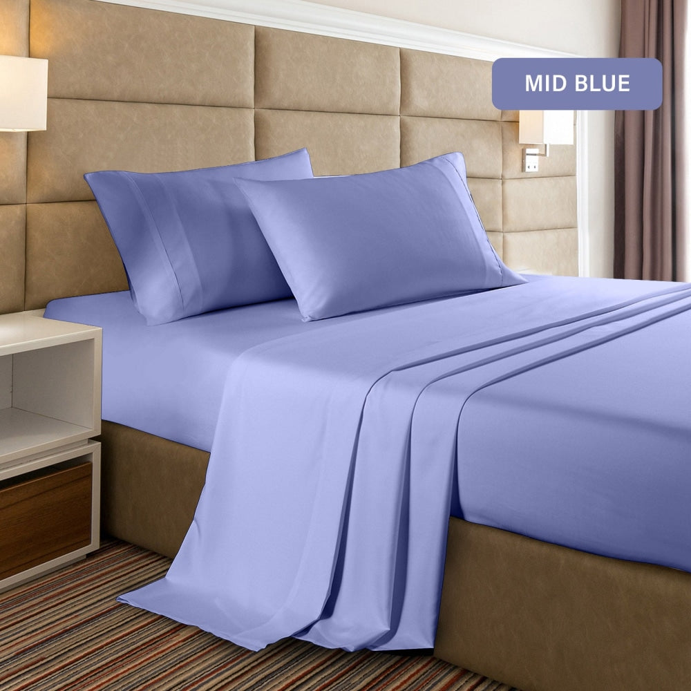 Casa Decor Bamboo Cooling 2000TC Sheet Set - King - Mid Blue Bed Fast shipping On sale