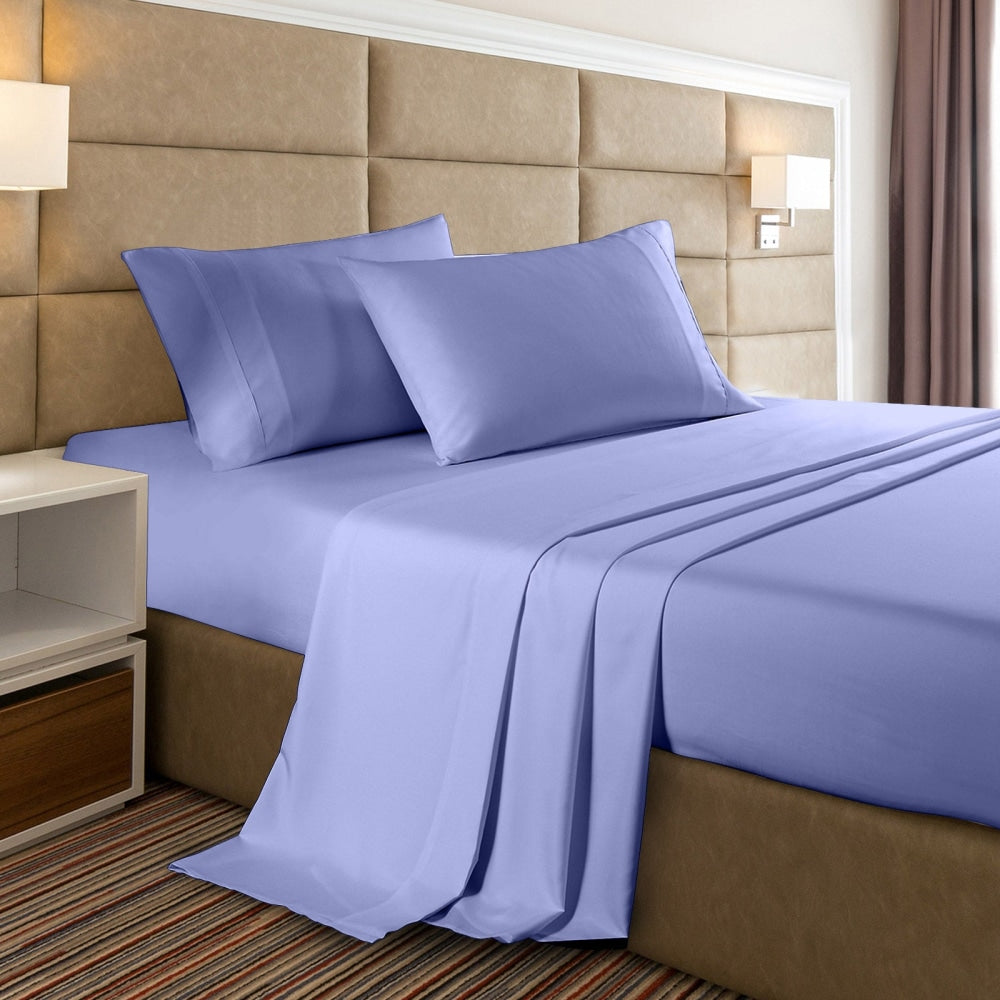 Casa Decor Bamboo Cooling 2000TC Sheet Set - King Single - Mid Blue Bed Fast shipping On sale