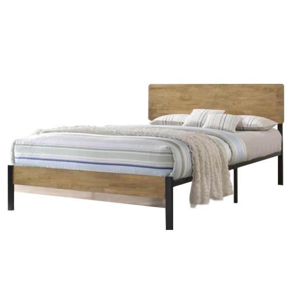 Cassy Queen Size Bed Frame - Black Metal Maple Fast shipping On sale