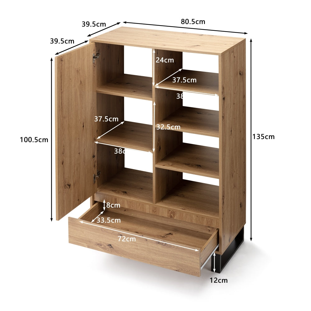 Cayman 4-Tier Bookcase Display Shelf Multi-Purpose Storage Cabinet - Oak/Black Fast shipping On sale