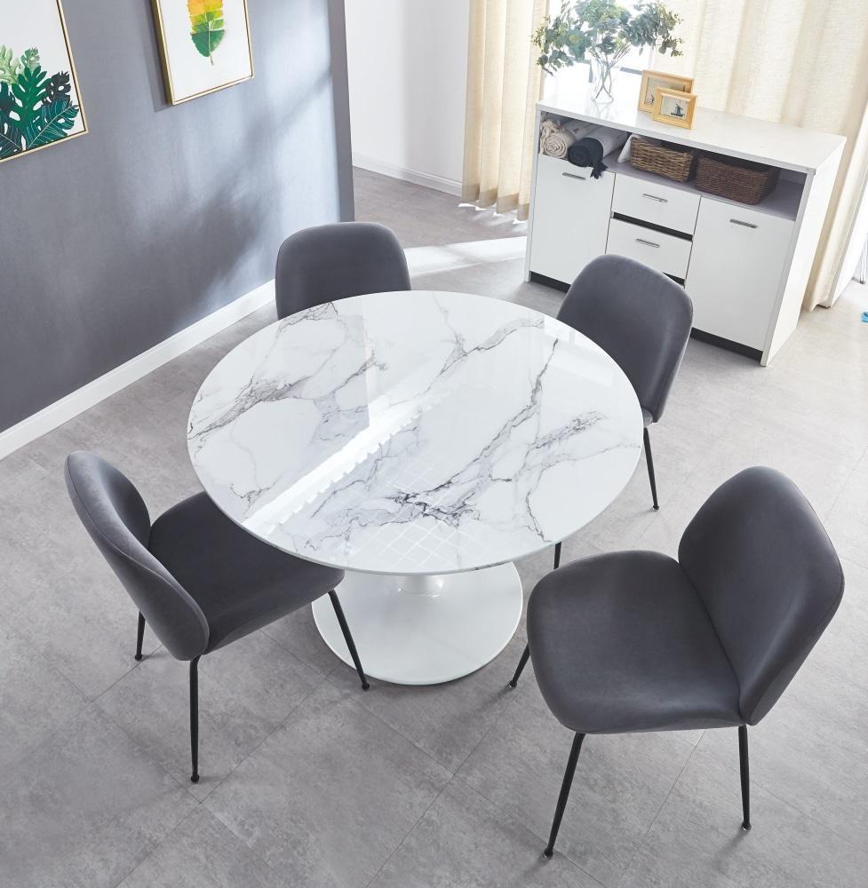 Cecil Round Dining Table Marble Effect 120cm - White Sevella Fast shipping On sale