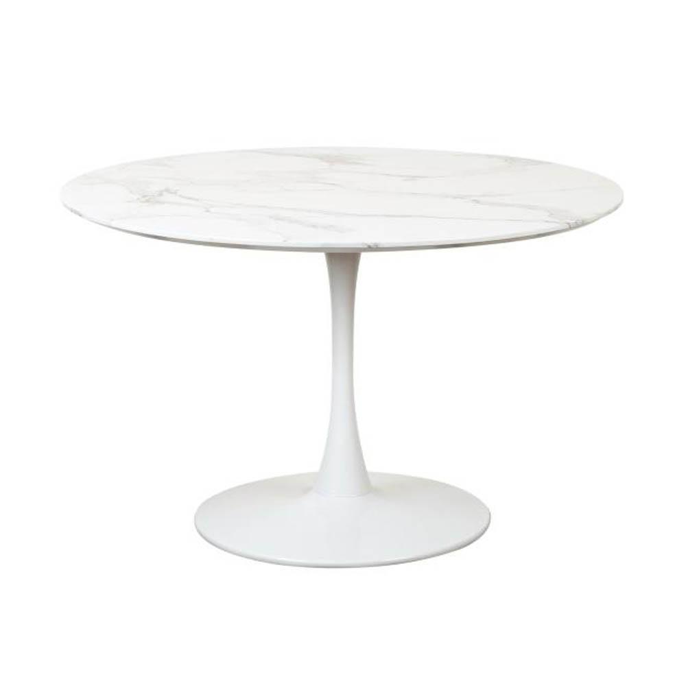 Cecil Round Dining Table Marble Effect 120cm - White Sevella Fast shipping On sale