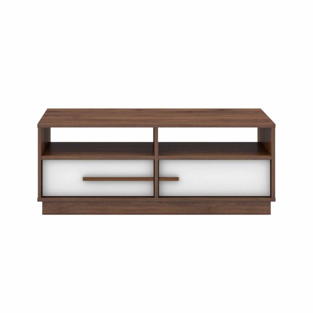 Cecilia Modern Scandinavian Open Shelves Coffee Table W/ 2 - Drawers – Columbia/White Fast shipping On sale
