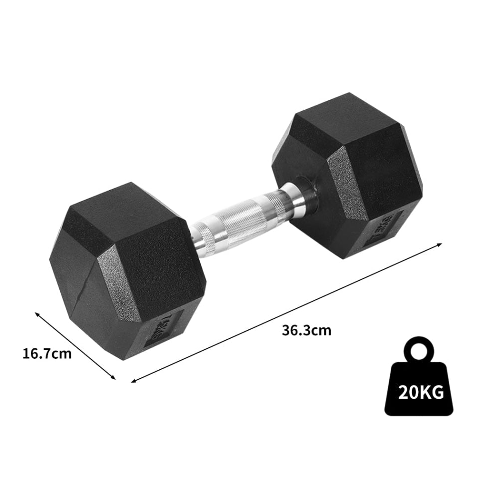 Centra Rubber Hex Dumbbell 20kg Home Gym Exercise Weight Fitness Training Sports & Fast shipping On sale