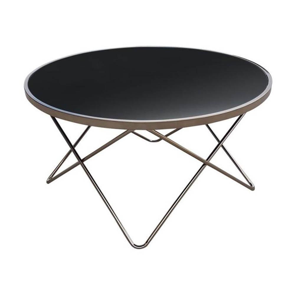 Champagne Modern Scandinavian Round Coffee Table - 85cm - Tempered Glass Top Fast shipping On sale