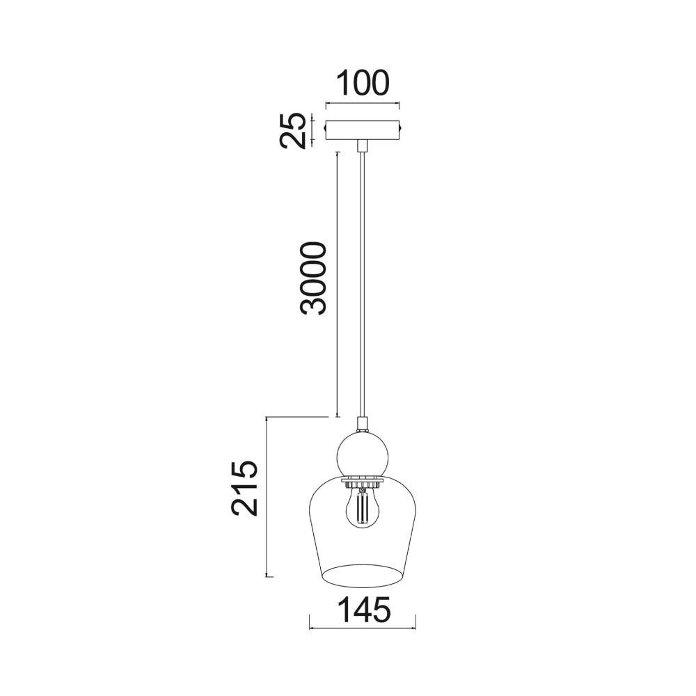 CHAMPAN Pendant Lamp Light Interior ES 72W Black Smoke Glass Ellipse OD145mm x H200mm Fast shipping On sale