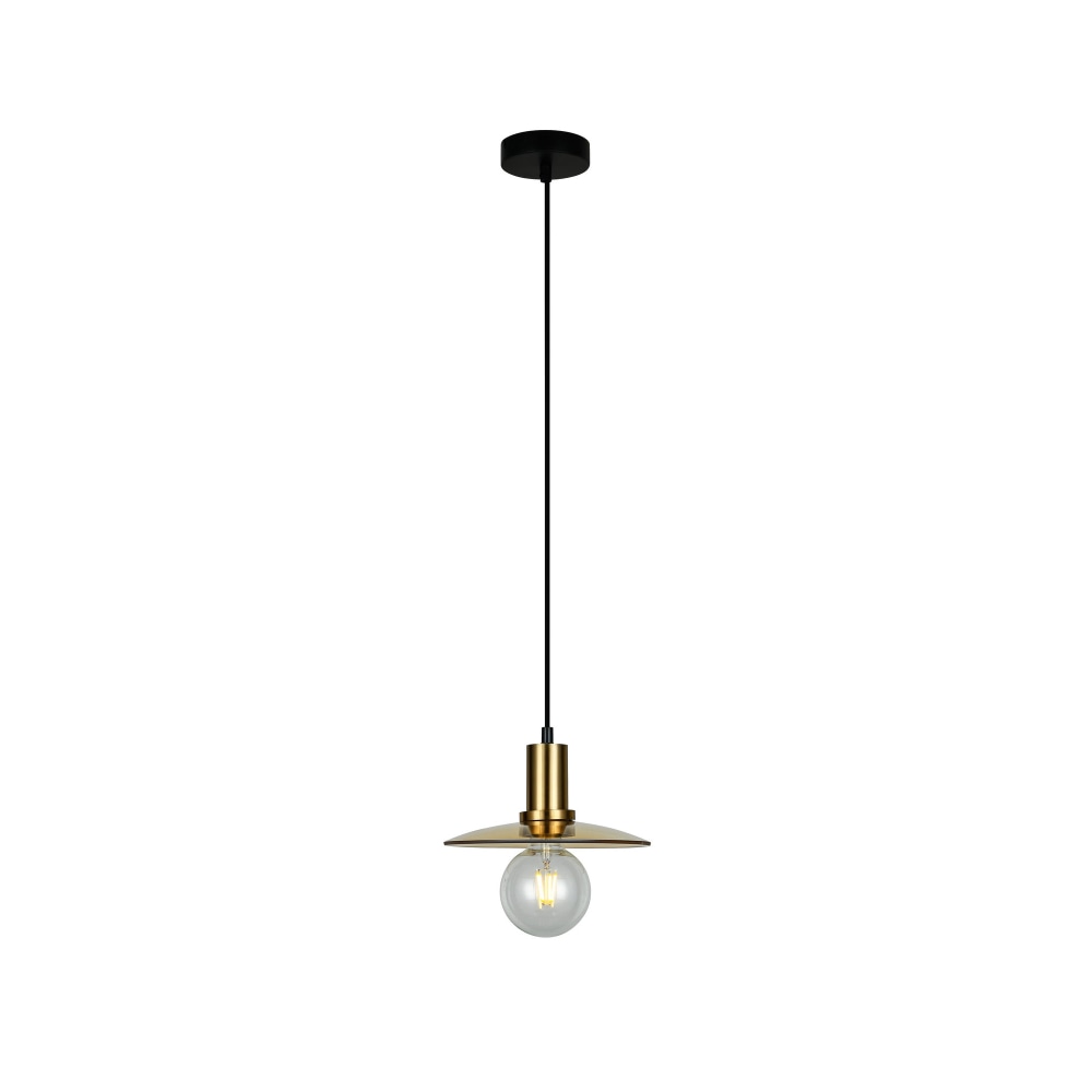 CHAPEAU Pendant Lamp Light Interior ES Amber Glass Coolie with Antique Brass Highlight OD220mm Fast shipping On sale