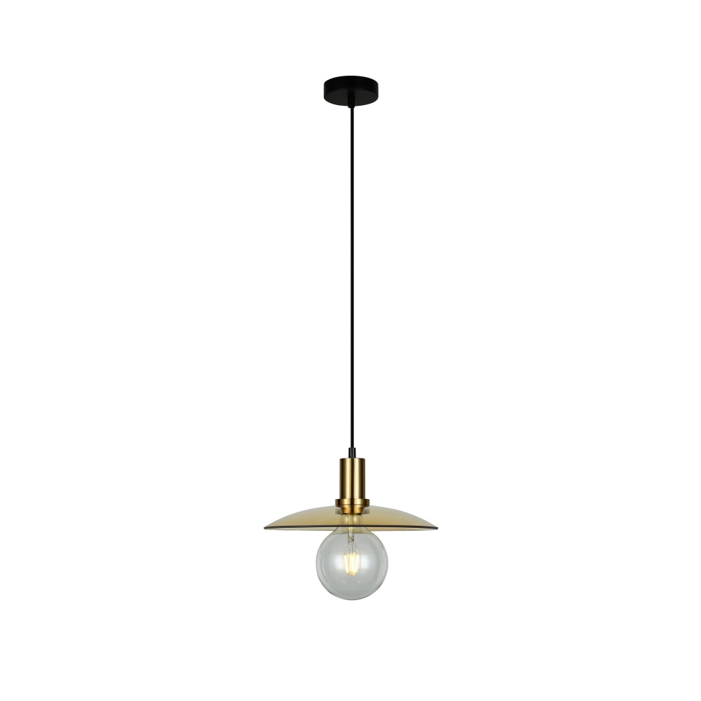 CHAPEAU Pendant Lamp Light Interior ES Amber Glass Coolie with Antique Brass Highlight OD300mm Fast shipping On sale