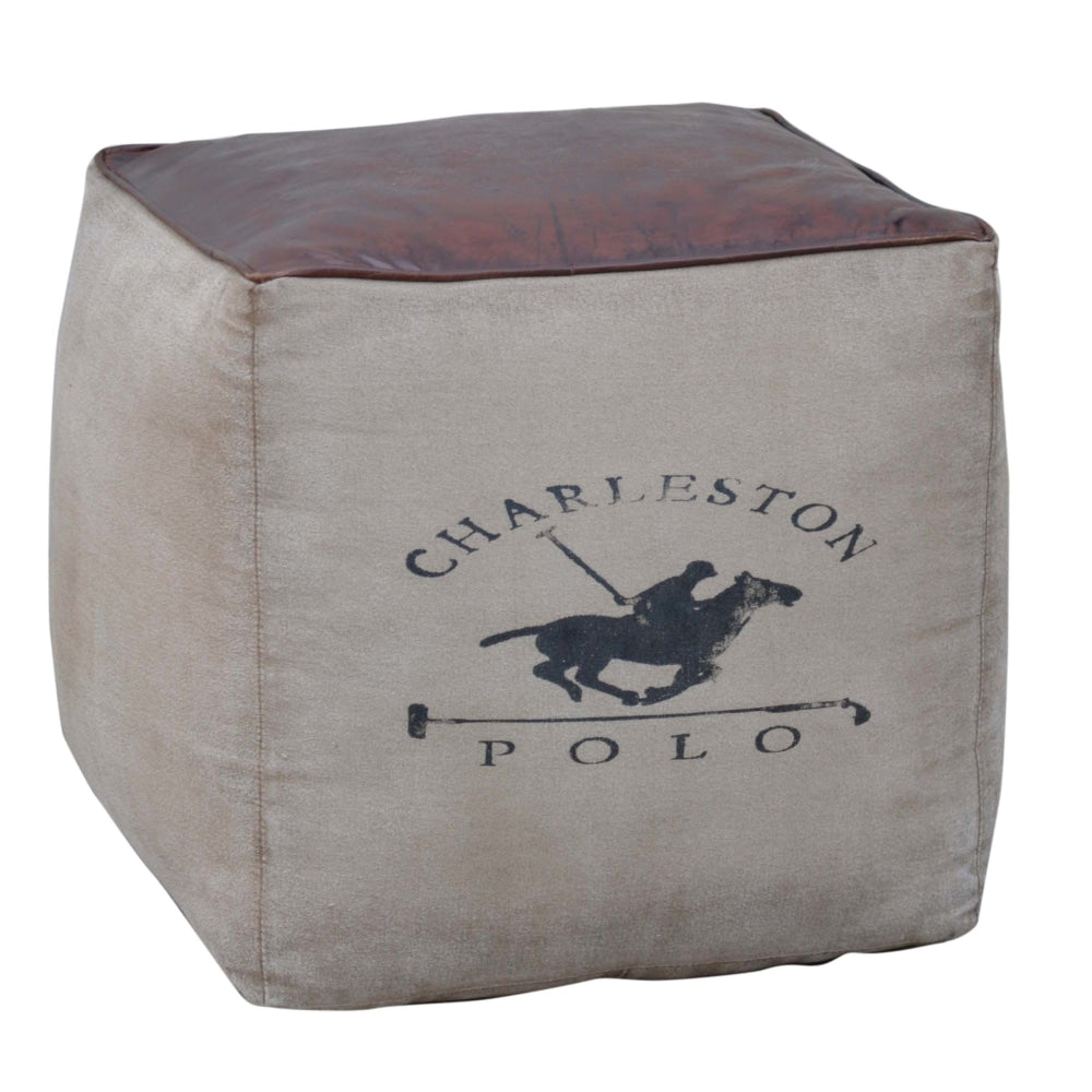 Charleston Vintage Rustic Polo Square Foot Stool Ottoman Fast shipping On sale