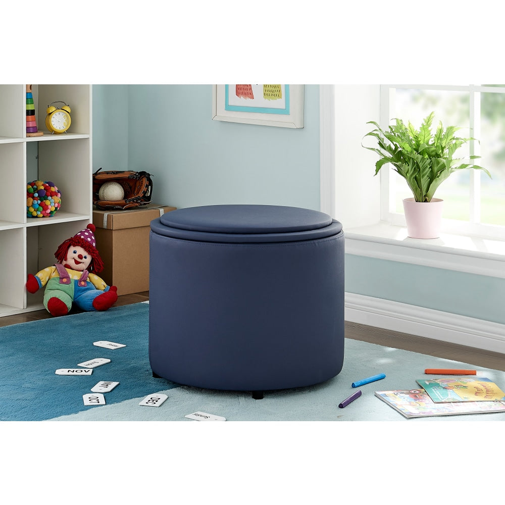 Charlie Kids Furniture Ottoman Storage Toy Box Organisers - Navy Fast shipping On sale