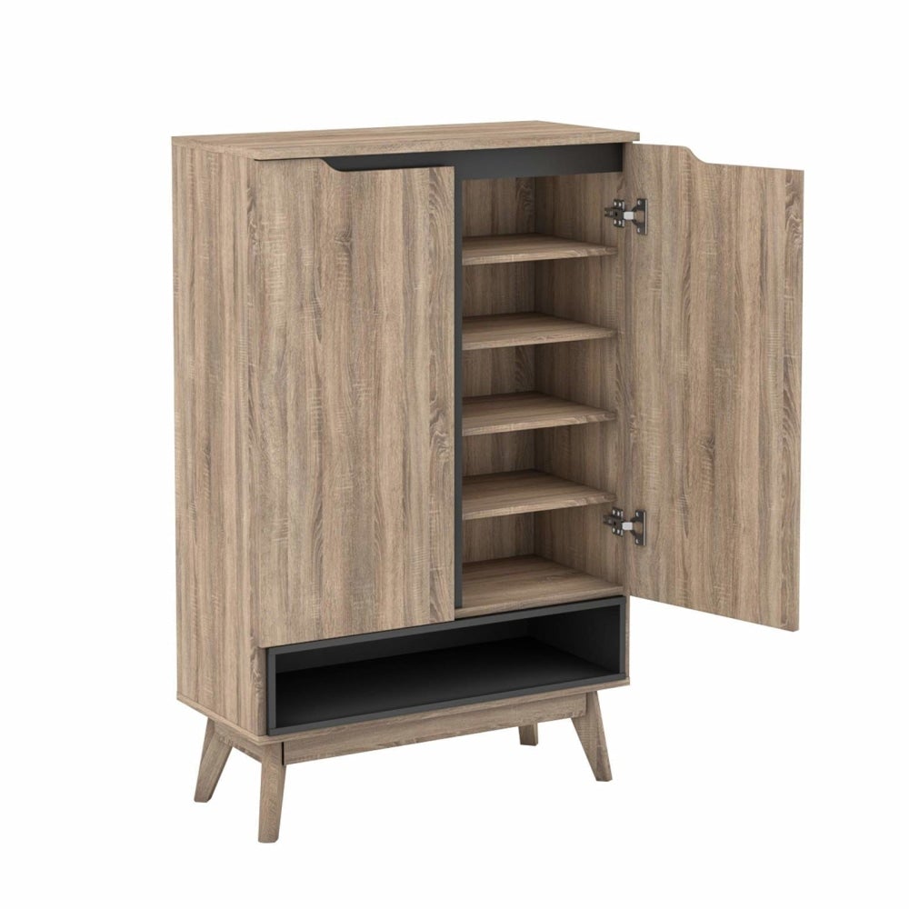 Chase Scandinavian Shoe Storage Cabinet With 2 Doors - Oak Fast shipping On sale