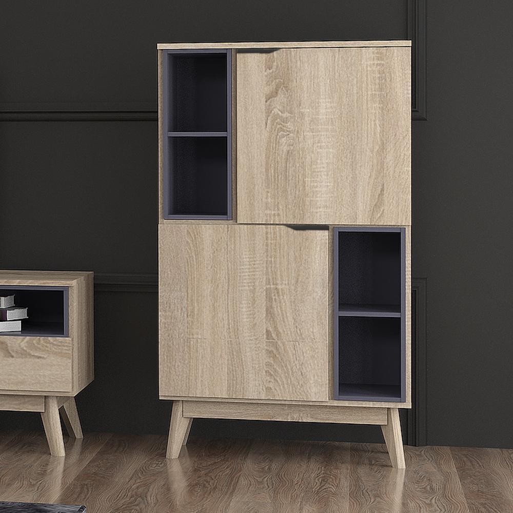 Chase Scandinavian Storage Display Cabinet - Oak Cupboard Fast shipping On sale