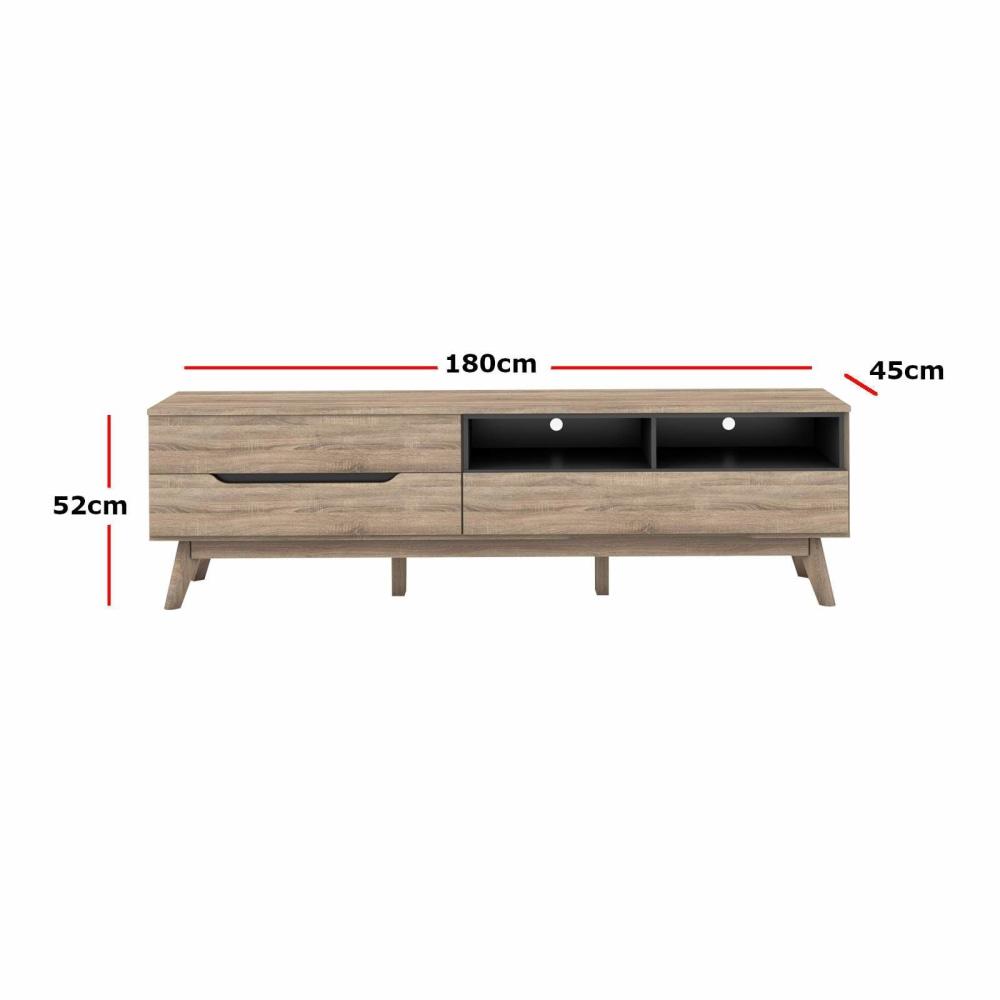 Chase Scandinavian TV Stand Cabinet Entertainment Unit 1.8m - Oak Fast shipping On sale