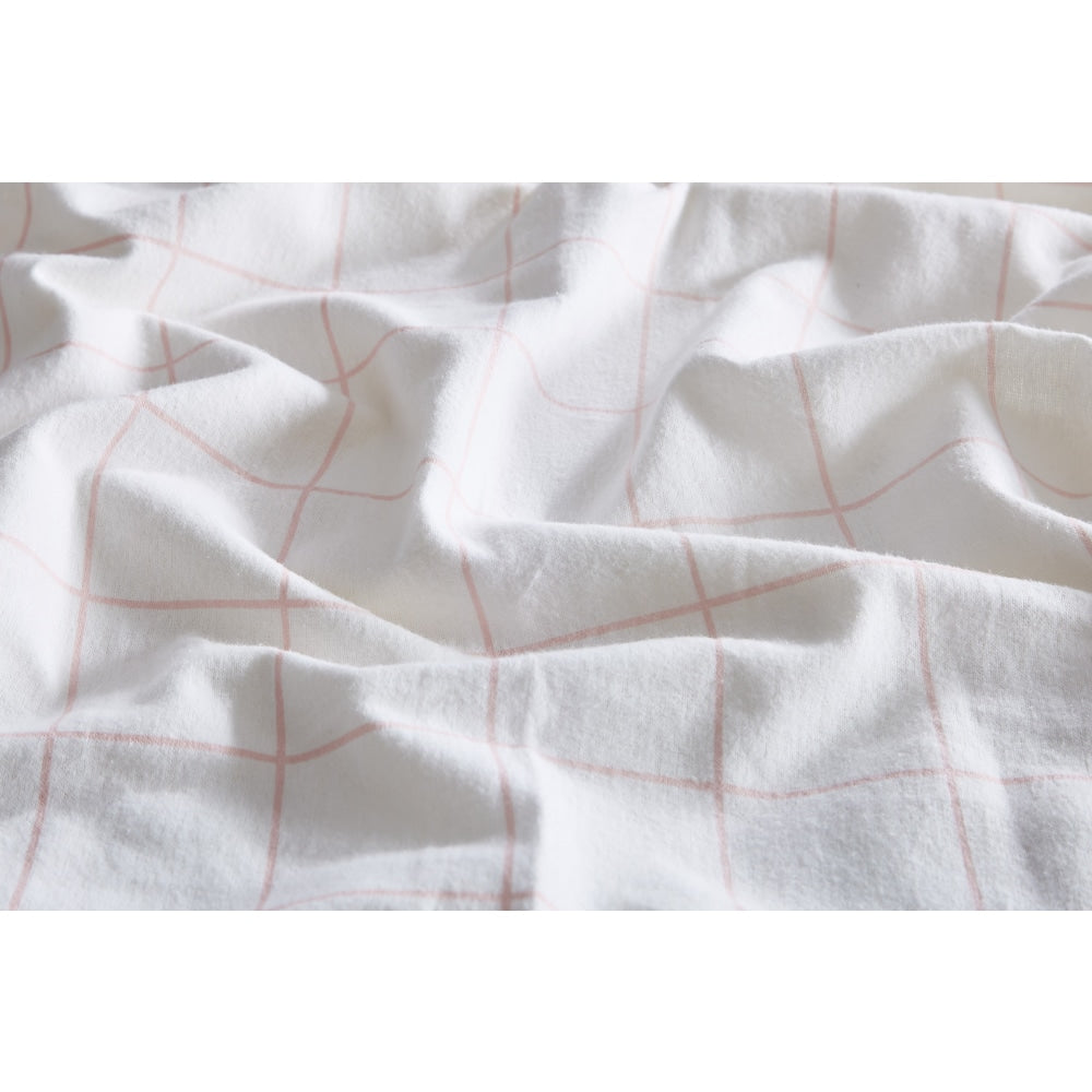 Check Cotton Flannelette Quilt Cover Set - Pink Double Fast shipping On sale