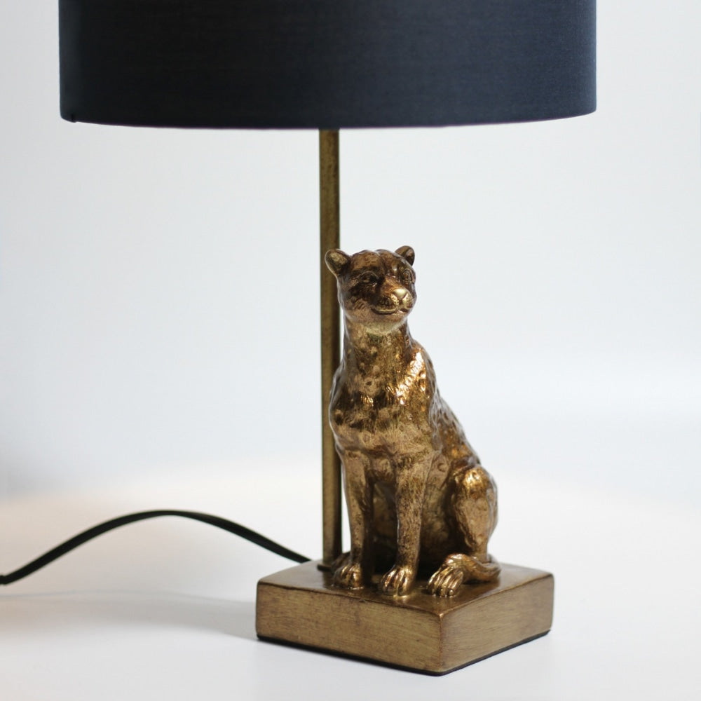 Cheetah Sitting Modern Elegant Table Lamp Desk Light - Copper & Navy Fast shipping On sale