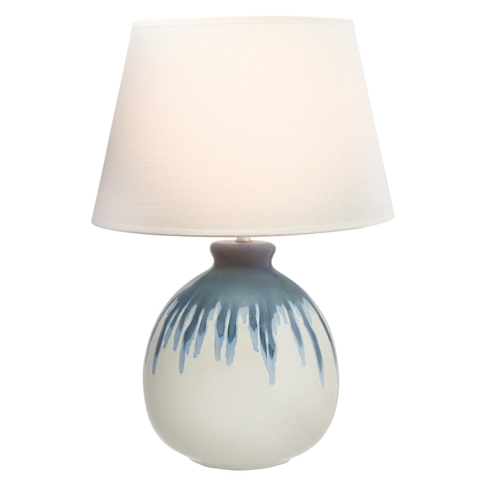 Chester Ceramic Table Desk Lamp Blue / White Base - Linen Shade Fast shipping On sale