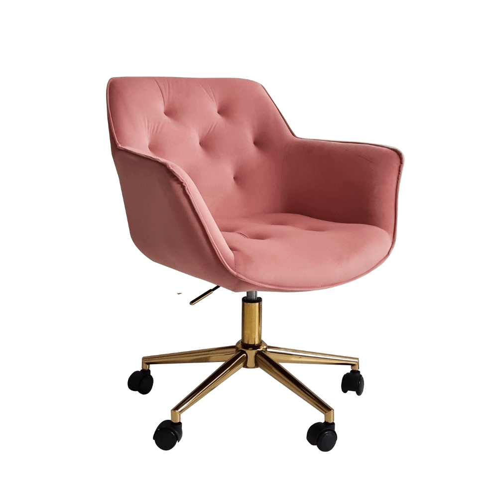 Chifley Velvet Fabric Modern Office Computer Task Desk Chair - Pink Fast shipping On sale
