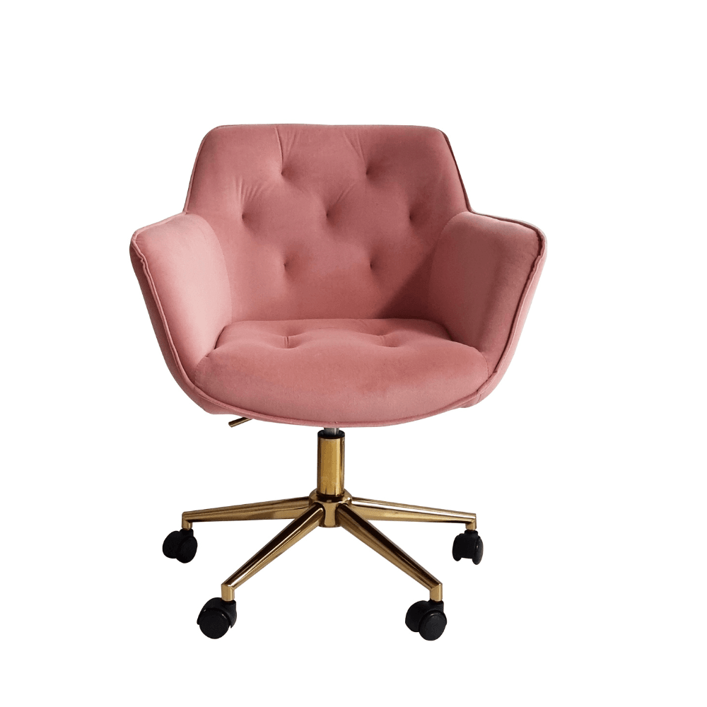 Chifley Velvet Fabric Modern Office Computer Task Desk Chair - Pink Fast shipping On sale