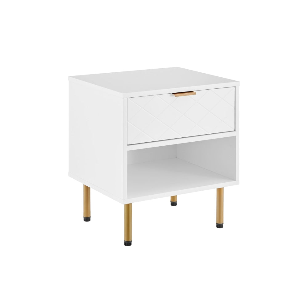 Christian Bedside Nightstand Side Table - White Fast shipping On sale