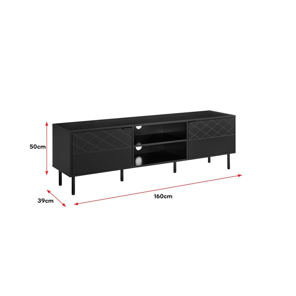 Christian Lowline Entertainment Unit TV Stand Storage Cabinet 160cm - Black Fast shipping On sale