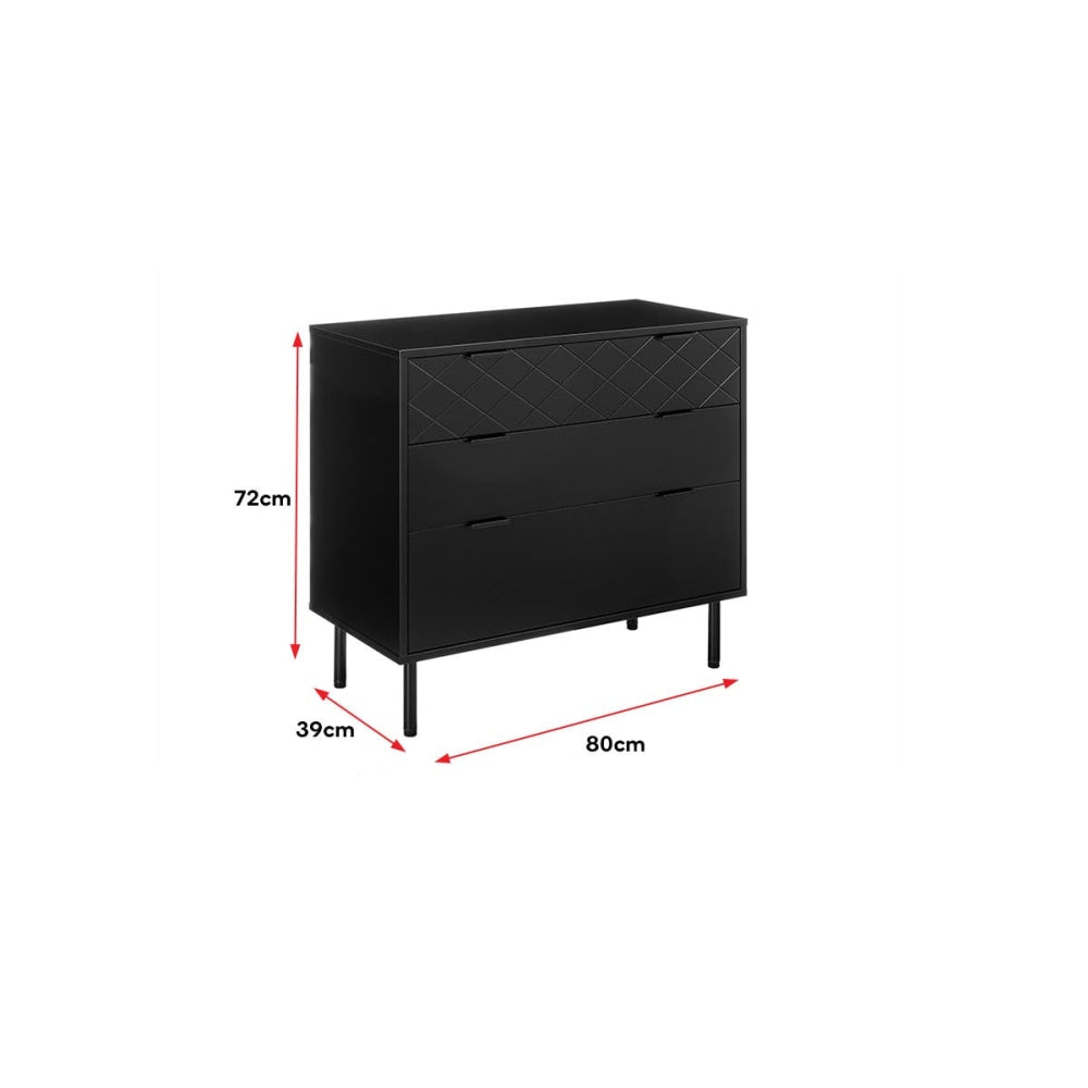 Christian Modern Chest of 3-Drawers Lowboy Storage Cabinet - Black Of Drawers Fast shipping On sale