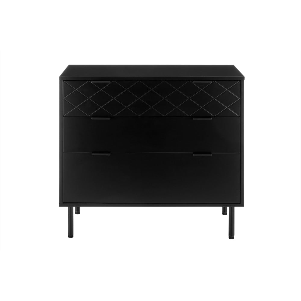 Christian Modern Chest of 3-Drawers Lowboy Storage Cabinet - Black Of Drawers Fast shipping On sale