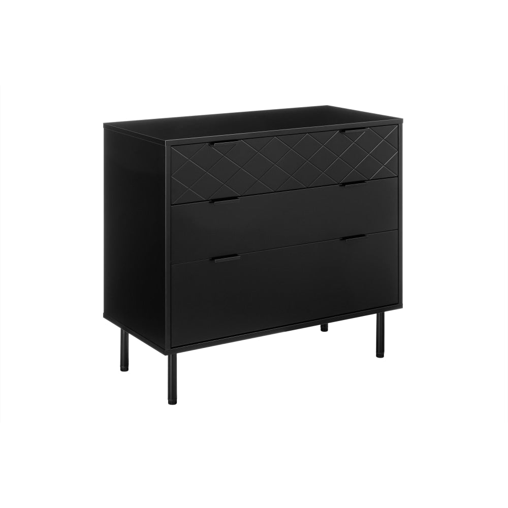 Christian Modern Chest of 3-Drawers Lowboy Storage Cabinet - Black Of Drawers Fast shipping On sale