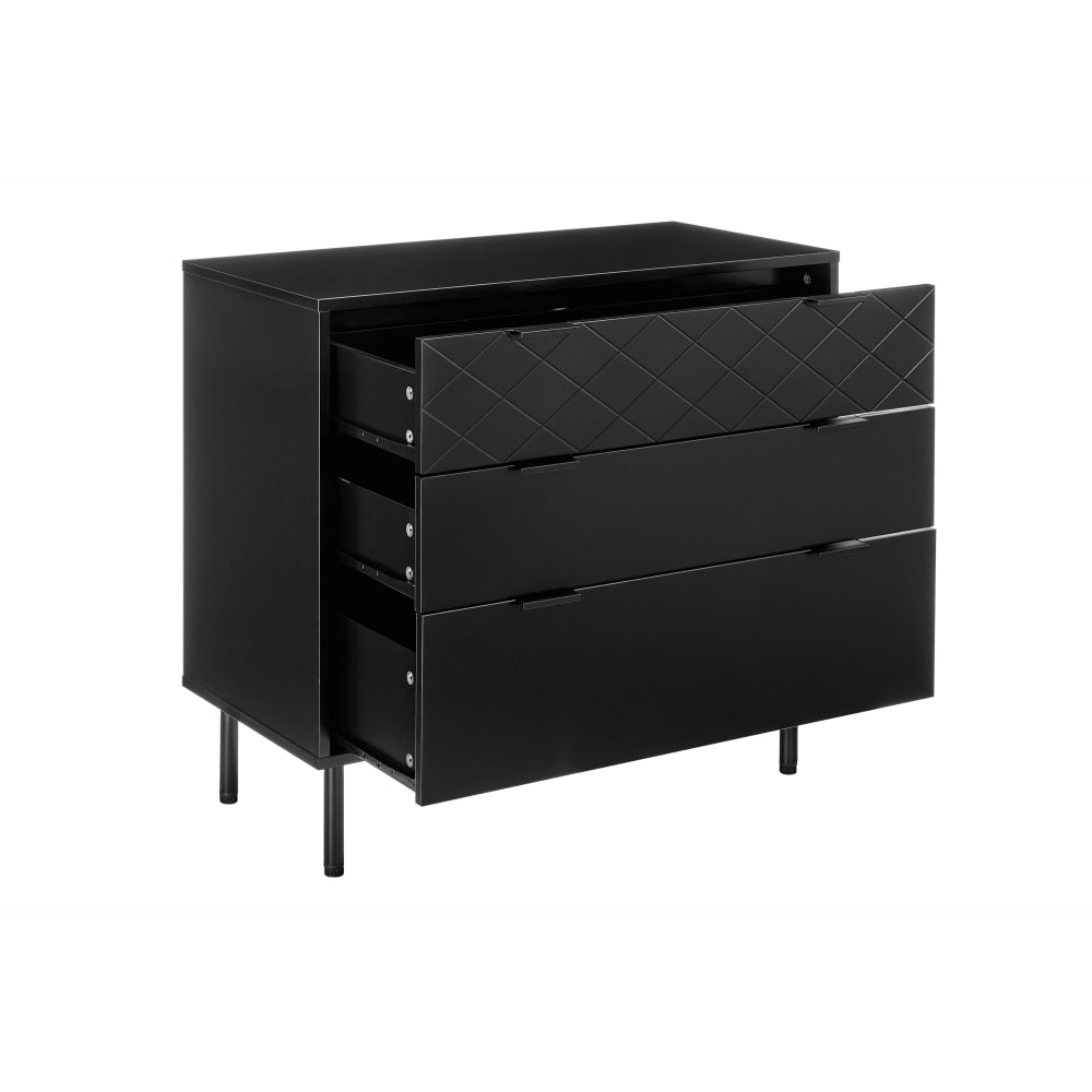 Christian Modern Chest of 3-Drawers Lowboy Storage Cabinet - Black Of Drawers Fast shipping On sale