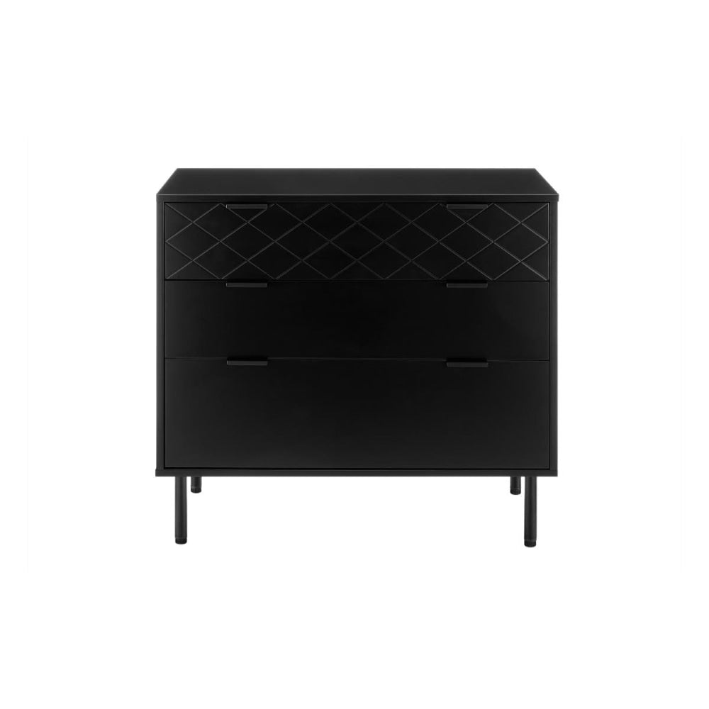 Christian Modern Chest of 3-Drawers Lowboy Storage Cabinet - Black Of Drawers Fast shipping On sale