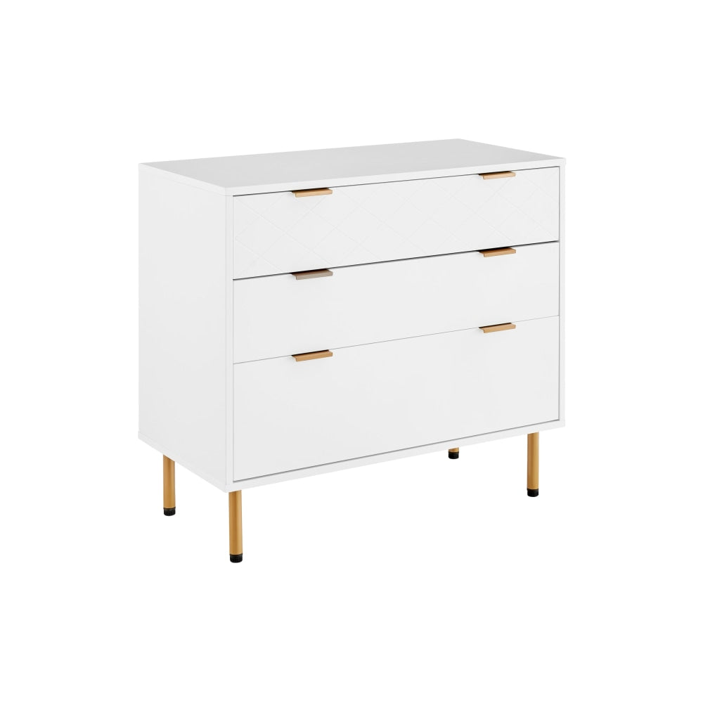 Christian Modern Chest of 3-Drawers Lowboy Storage Cabinet - White Of Drawers Fast shipping On sale