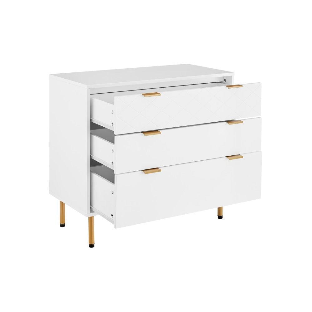 Christian Modern Chest of 3-Drawers Lowboy Storage Cabinet - White Of Drawers Fast shipping On sale