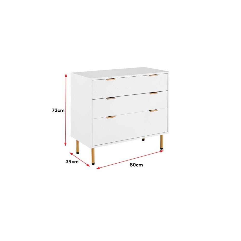 Christian Modern Chest of 3-Drawers Lowboy Storage Cabinet - White Of Drawers Fast shipping On sale