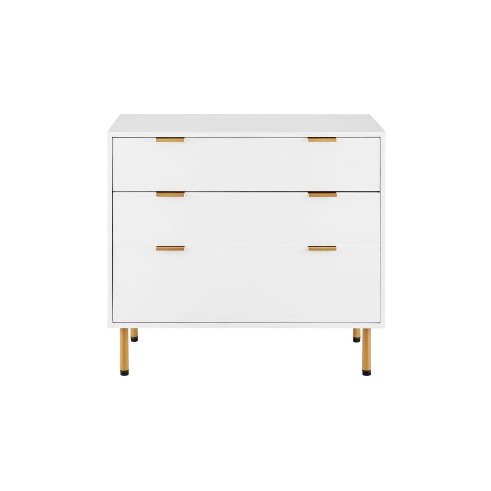 Christian Modern Chest of 3-Drawers Lowboy Storage Cabinet - White Of Drawers Fast shipping On sale