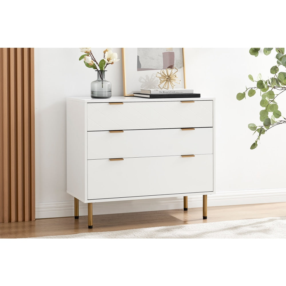 Christian Modern Chest of 3-Drawers Lowboy Storage Cabinet - White Of Drawers Fast shipping On sale