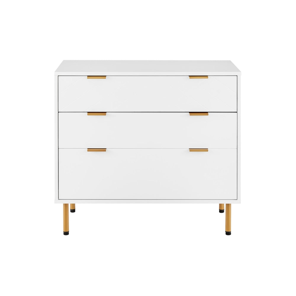 Christian Modern Chest of 3-Drawers Lowboy Storage Cabinet - White Of Drawers Fast shipping On sale