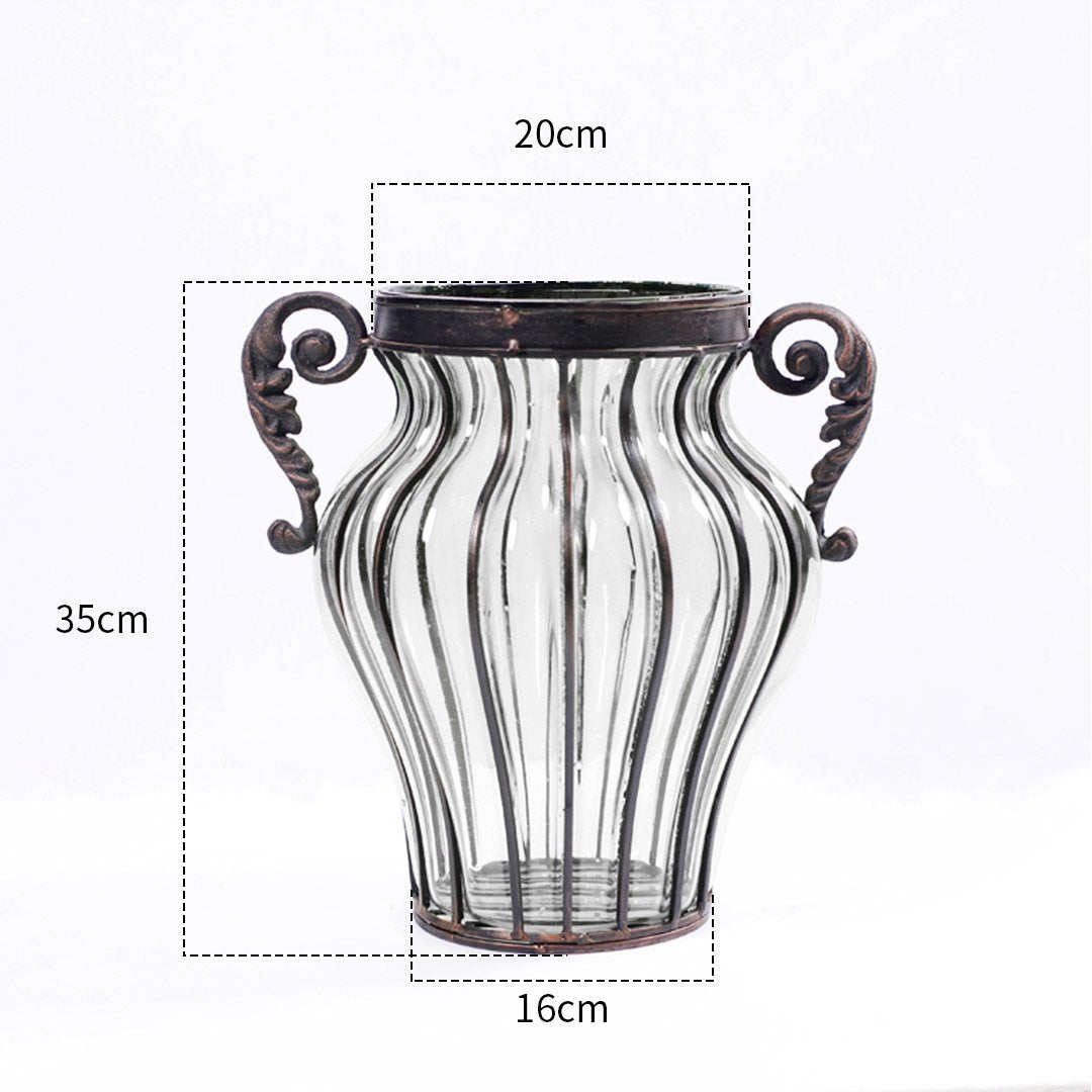 Clear Glass Flower Vase with 6 Bunch 4 Heads Artificial Fake Silk Magnolia denudata Home Decor Set Vases Fast shipping On sale