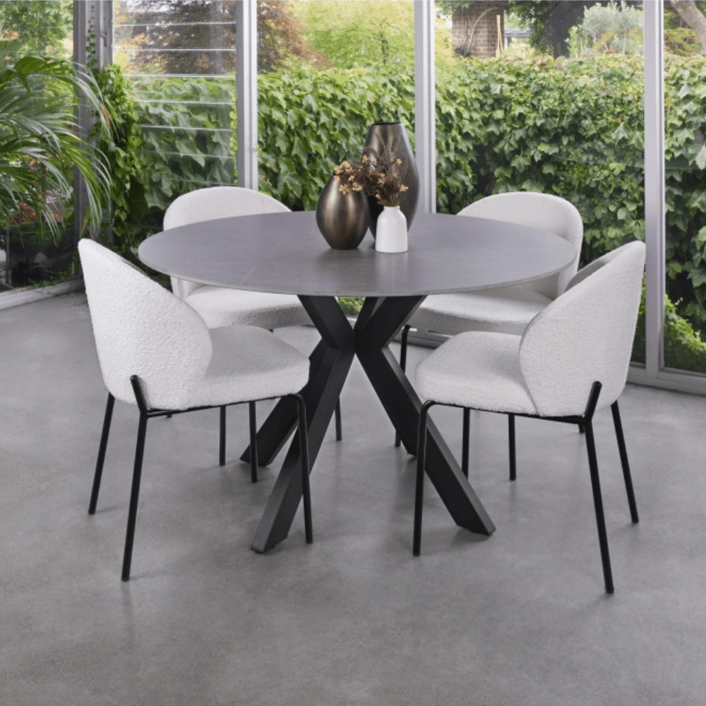 Cleo Round Modern Ceramic Kitchen Dining Table 120cm - Bulgarian Grey Fast shipping On sale