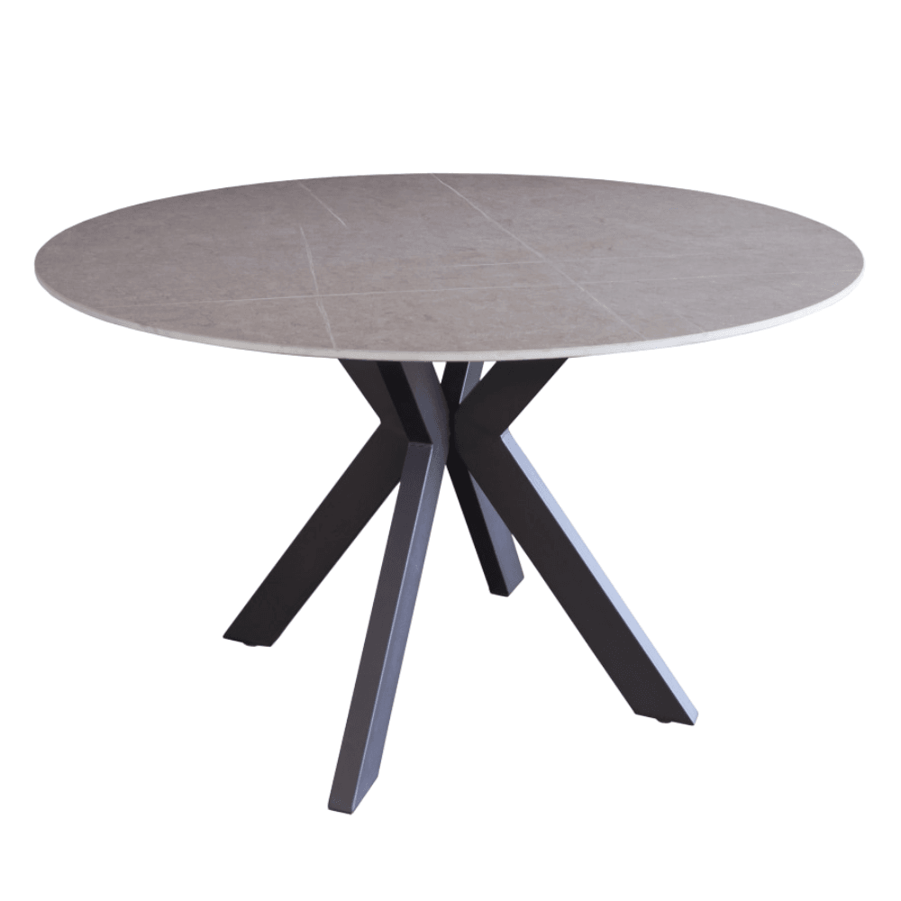 Cleo Round Modern Ceramic Kitchen Dining Table 120cm - Bulgarian Grey Fast shipping On sale