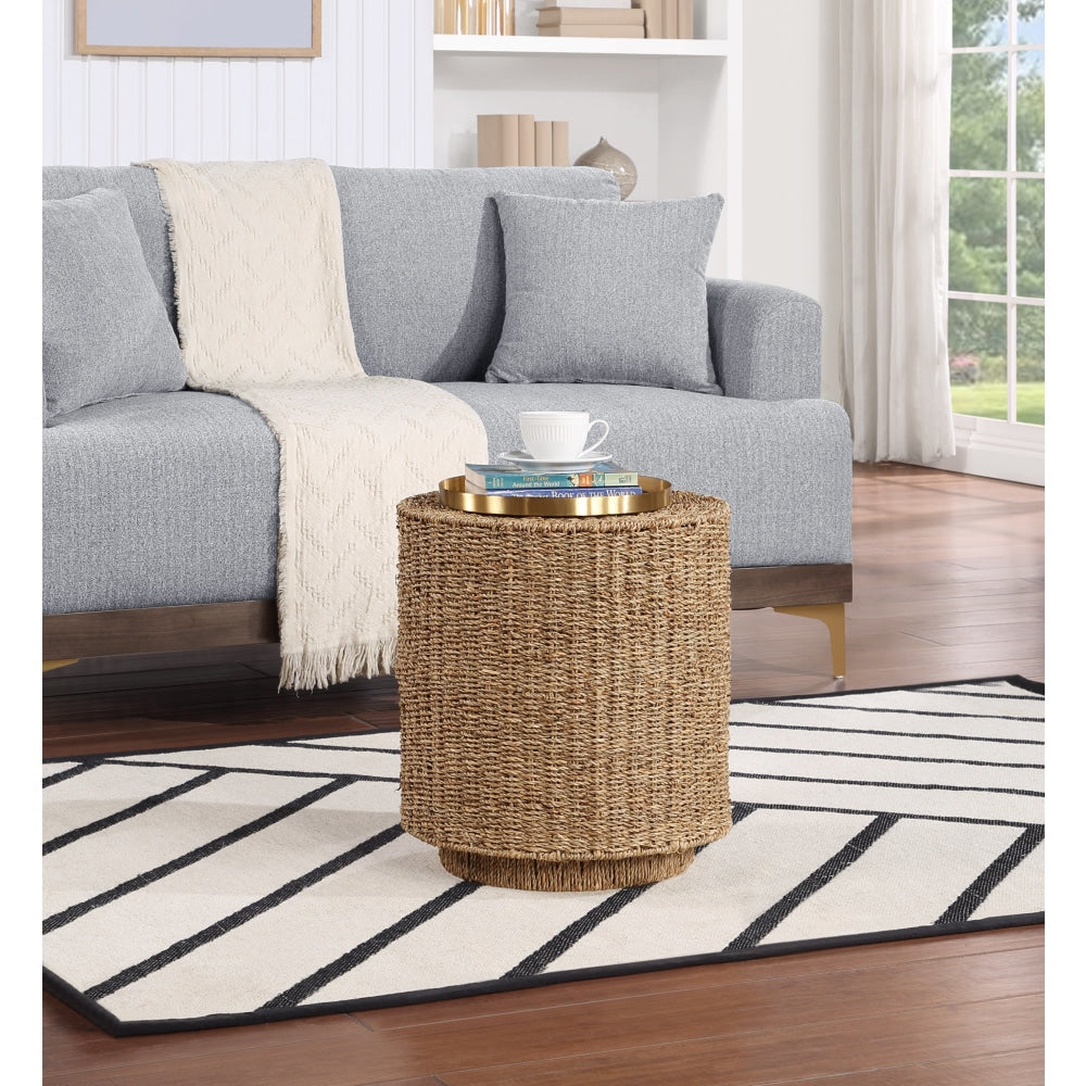 Cleo Side End Lamp Table Round - Natural Fast shipping On sale