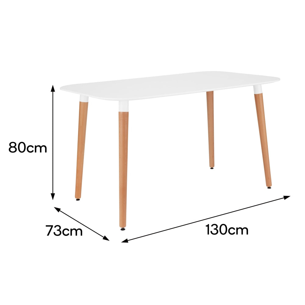 Cleveland Rectangular Scandinavian Wooden Kitchen Dining Table 130cm - White Top Fast shipping On sale