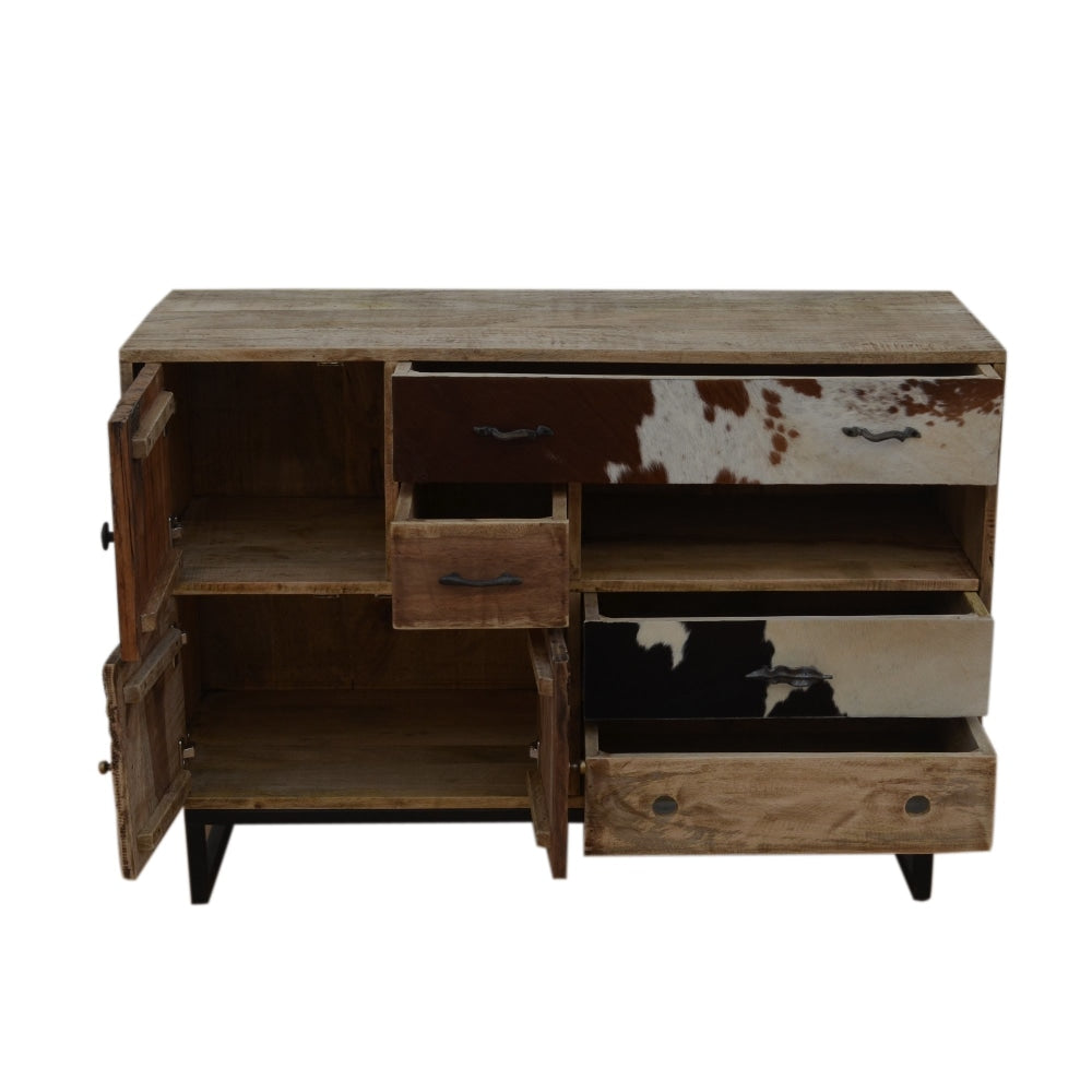 Clyde Chest of Drawers Hand Carved & Cow Patterened Sideboard Storage Cabinet Buffet Unit Fast shipping On sale