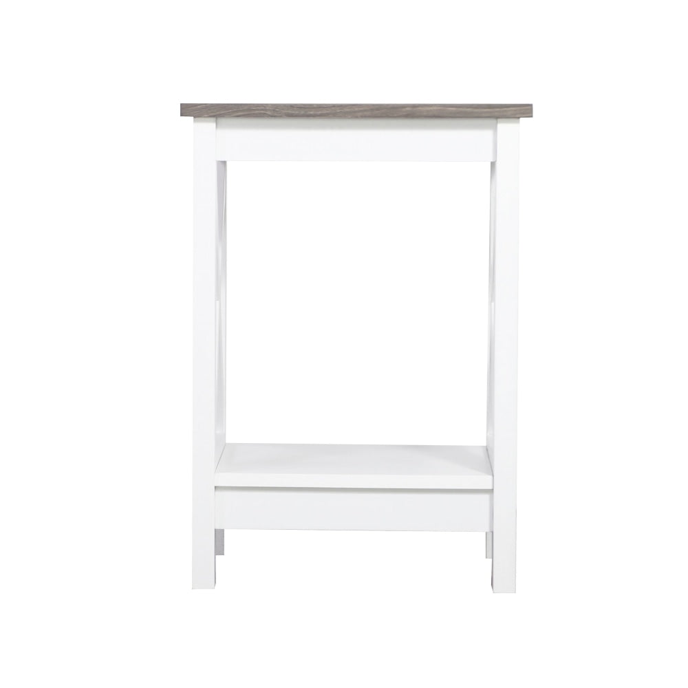Coastal Wooden Square Open Shelf Side Table - White and Grey Fast shipping On sale