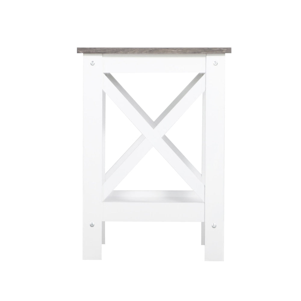 Coastal Wooden Square Open Shelf Side Table - White and Grey Fast shipping On sale