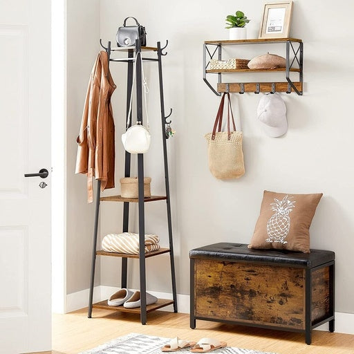 Vasagle Coat Rack with 3 Shelves Rustic Brown and Black Fast shipping On sale