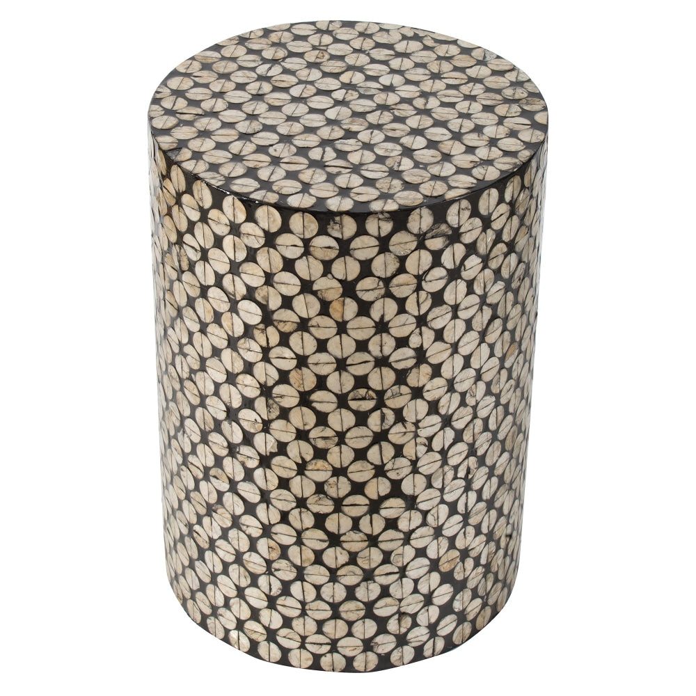 Coco Island Sea Shells Round Wooden Stool Side Table Fast shipping On sale