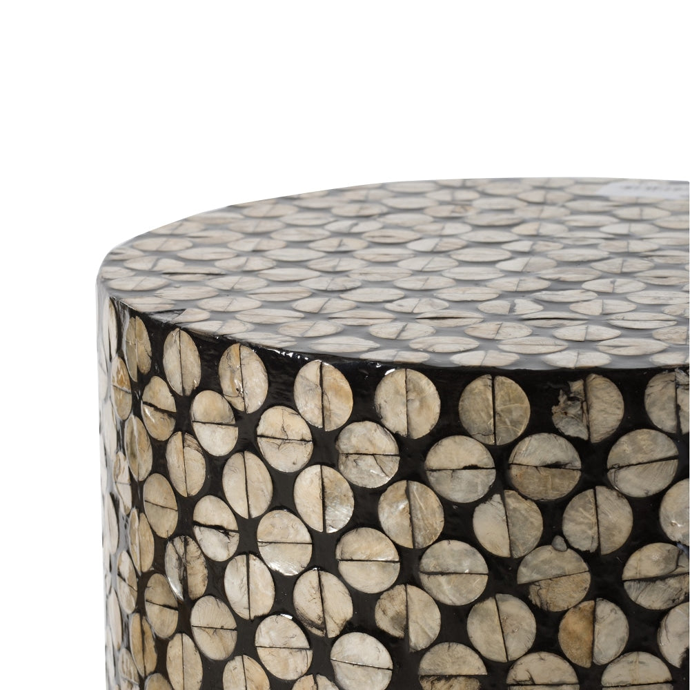 Coco Island Sea Shells Round Wooden Stool Side Table Fast shipping On sale