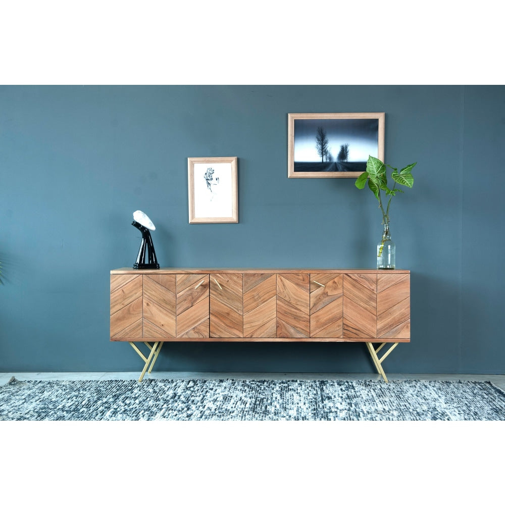 Coco Lowline Entertainment Unit TV Stand Storage Cabinet 147cm - Natural Fast shipping On sale