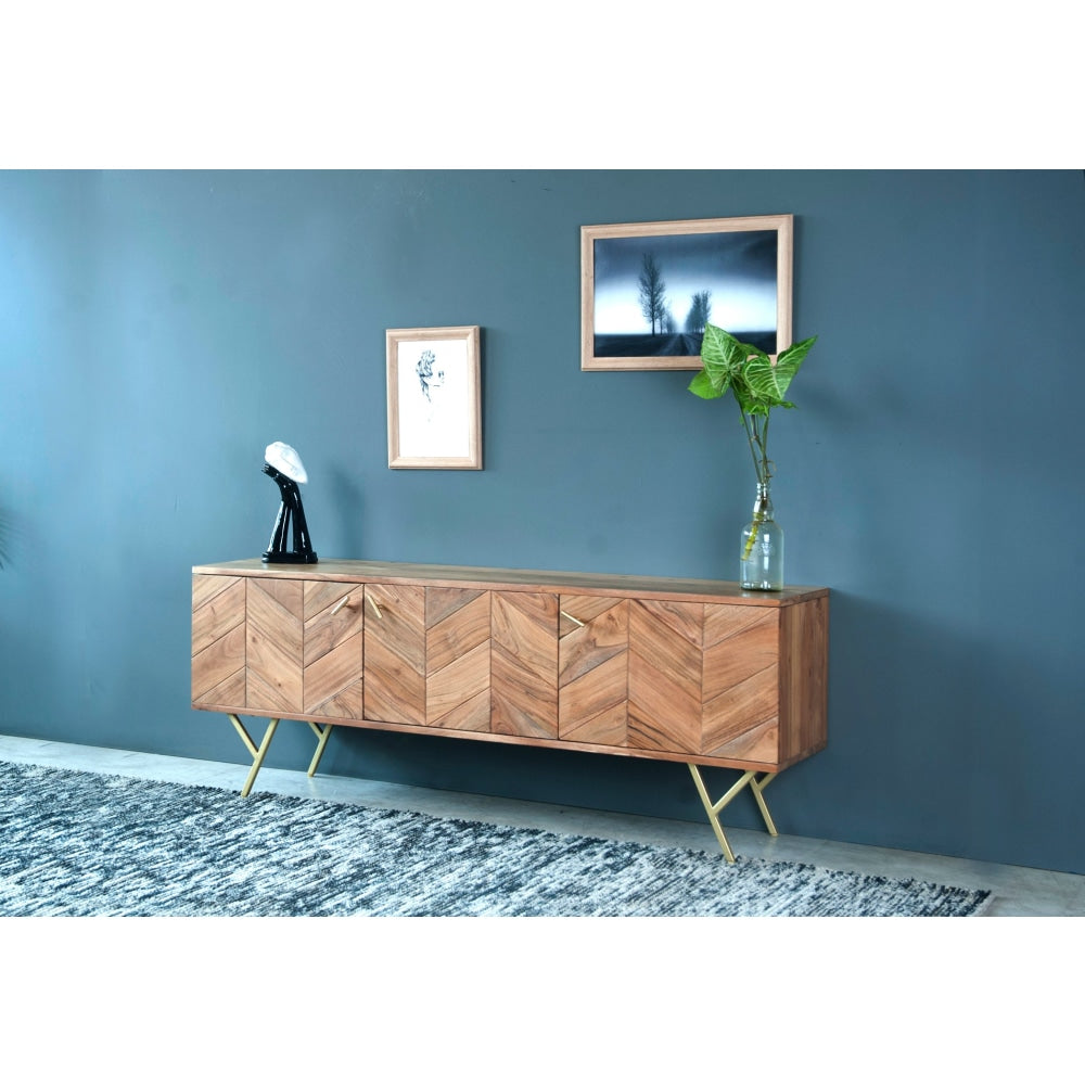 Coco Lowline Entertainment Unit TV Stand Storage Cabinet 147cm - Natural Fast shipping On sale