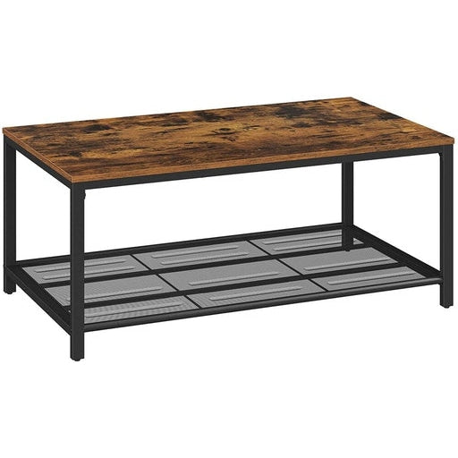 Coffee Living Room Table with Dense Mesh Shelf Rectangle Rustic Brown Fast shipping On sale