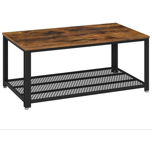 Coffee Table Rectangle with Mesh Shelf Rustic Brown Fast shipping On sale